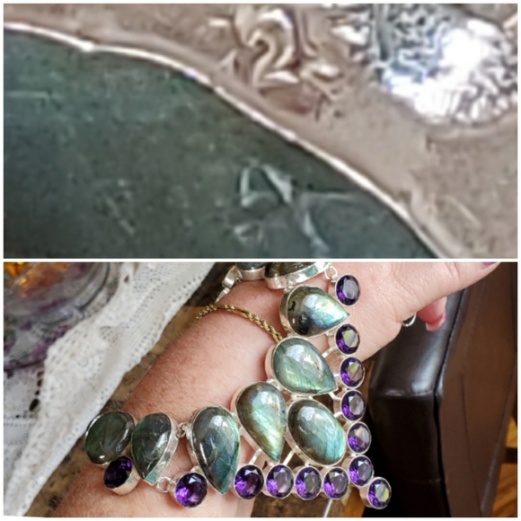 Laboradorite & Amethyst Statement Necklace - Picture 4 of 5